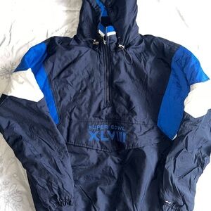 STARTER Blue and Black Super Bowl XLVIII Puffer Jacket